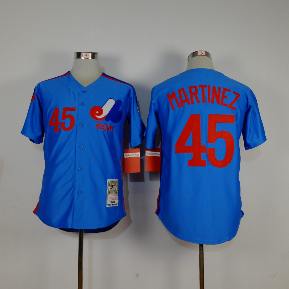 Men Montreal Expos #45 Martinez Blue MLB Jerseys